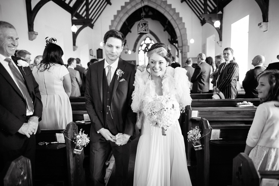 Black and White Bride and Groom Photo