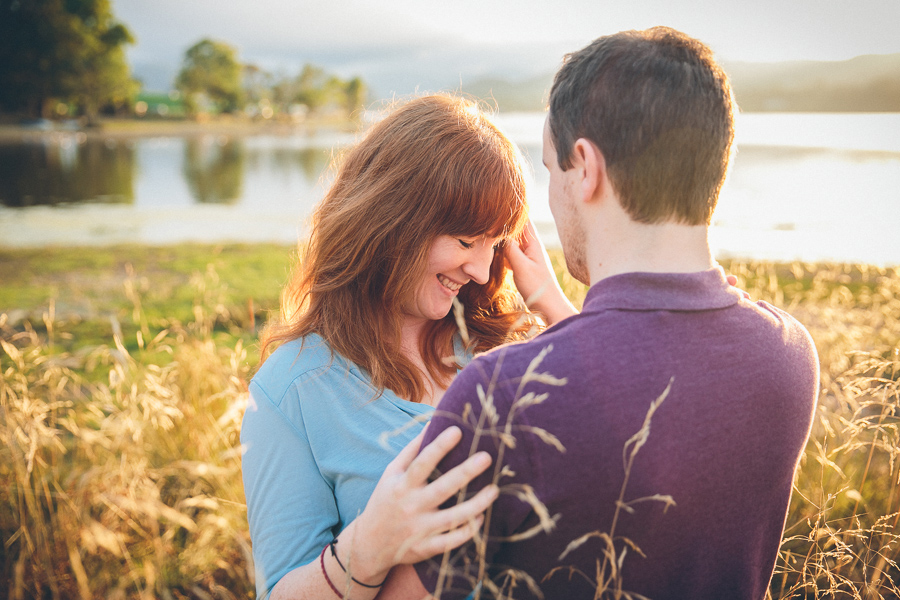 engaged couple playful