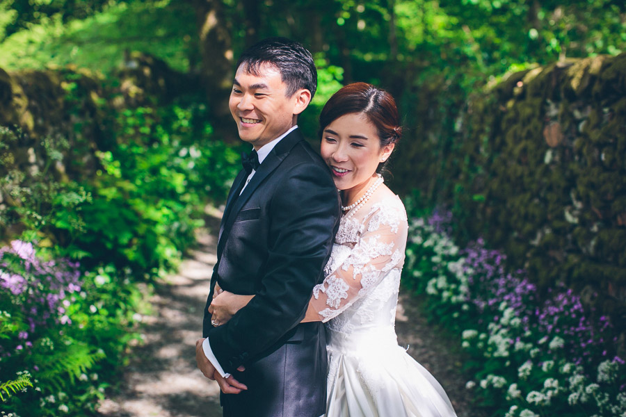 bride and groom smiling