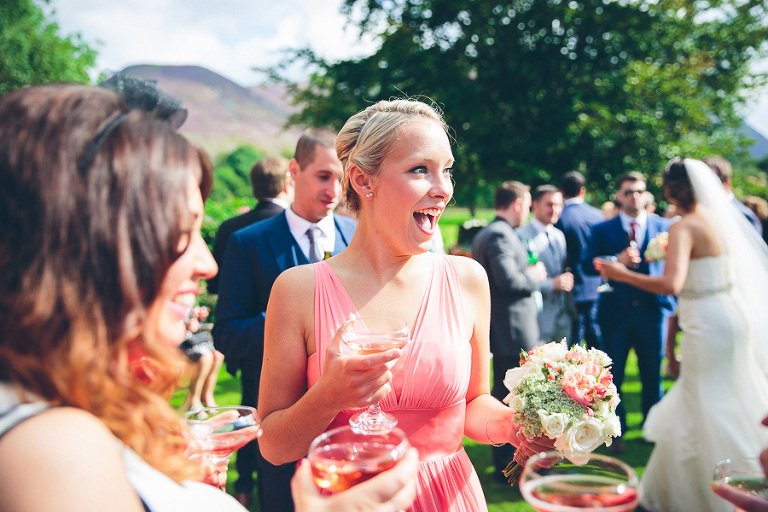 wedding guests having fun