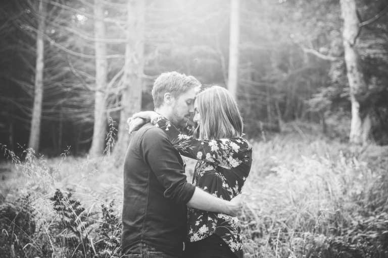 black and white engagement photography
