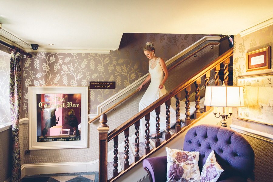 bride coming down stairs