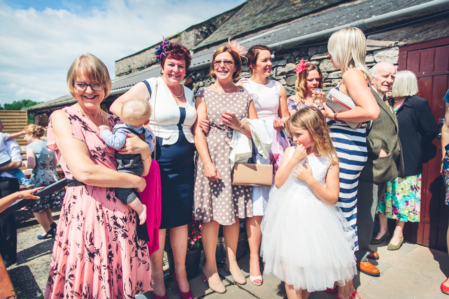 happy wedding guests