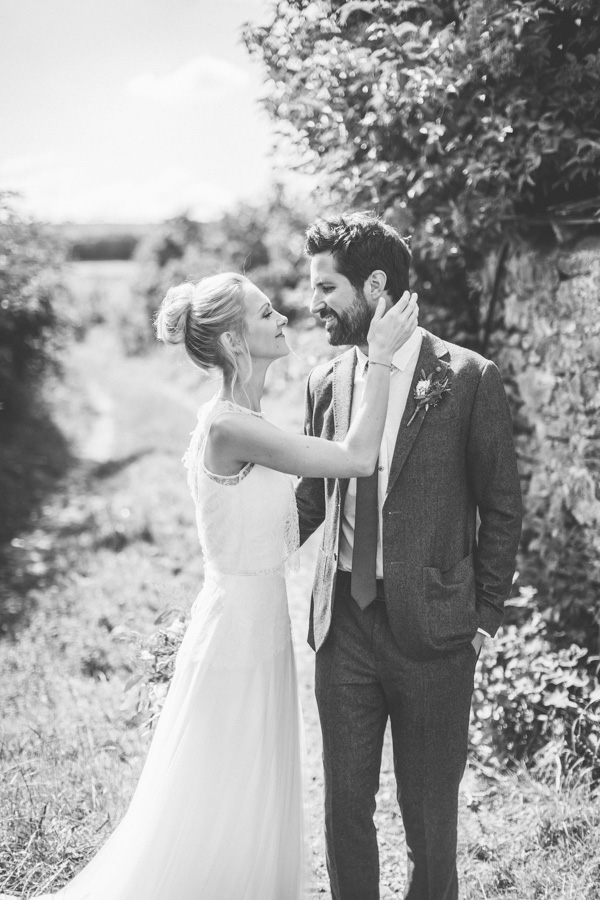 black and white wedding portrait