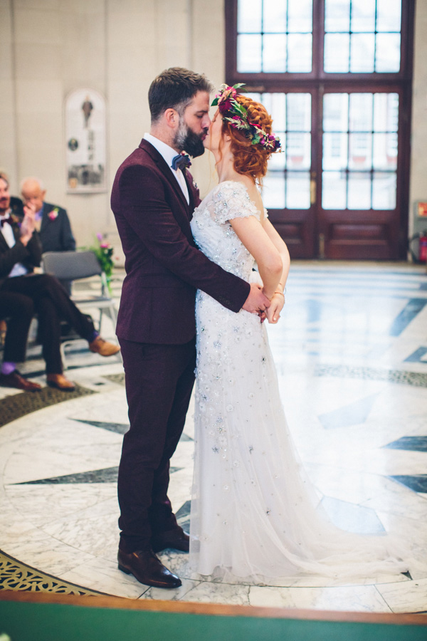 Bride and Groom First Kiss - Beecham Photography