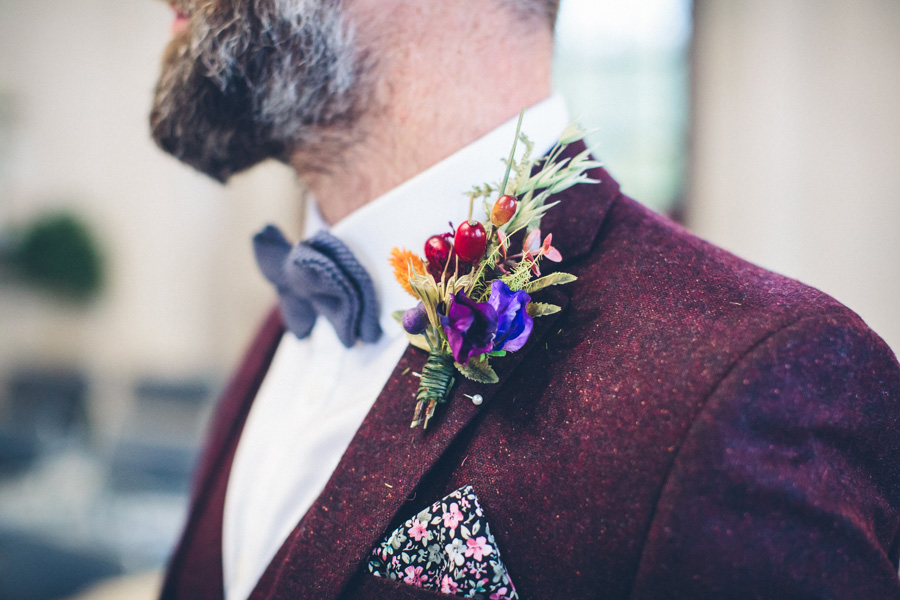 Autumn Groom Button Hole - Beecham Photography
