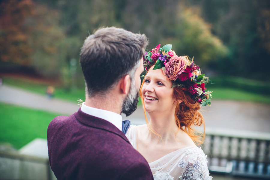 Autumn Bridal Flower Crown - Ashton Memorial -Beecham Photography