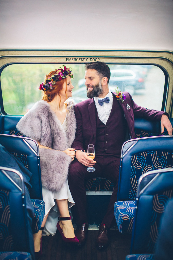 Bride and Broom Bus Wedding - Beecham Photography