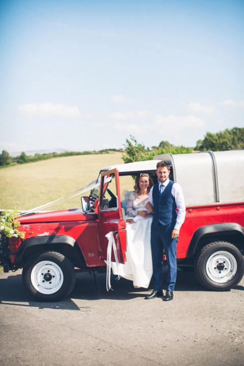 wedding land rover red