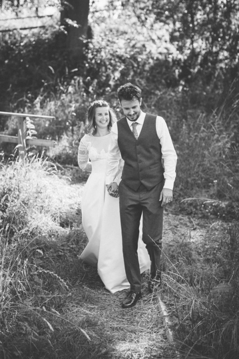 bride and groom walking
