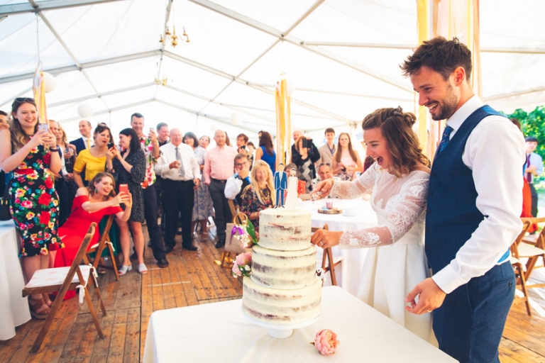 cutting the cake wedding