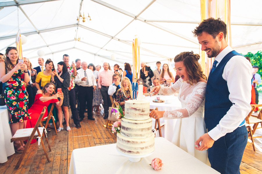 cutting the cake wedding
